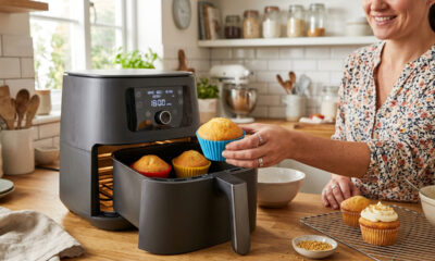 Misture farinha, açúcar, ovos e manteiga e faça um cupcake na airfryer fofinho e delicioso