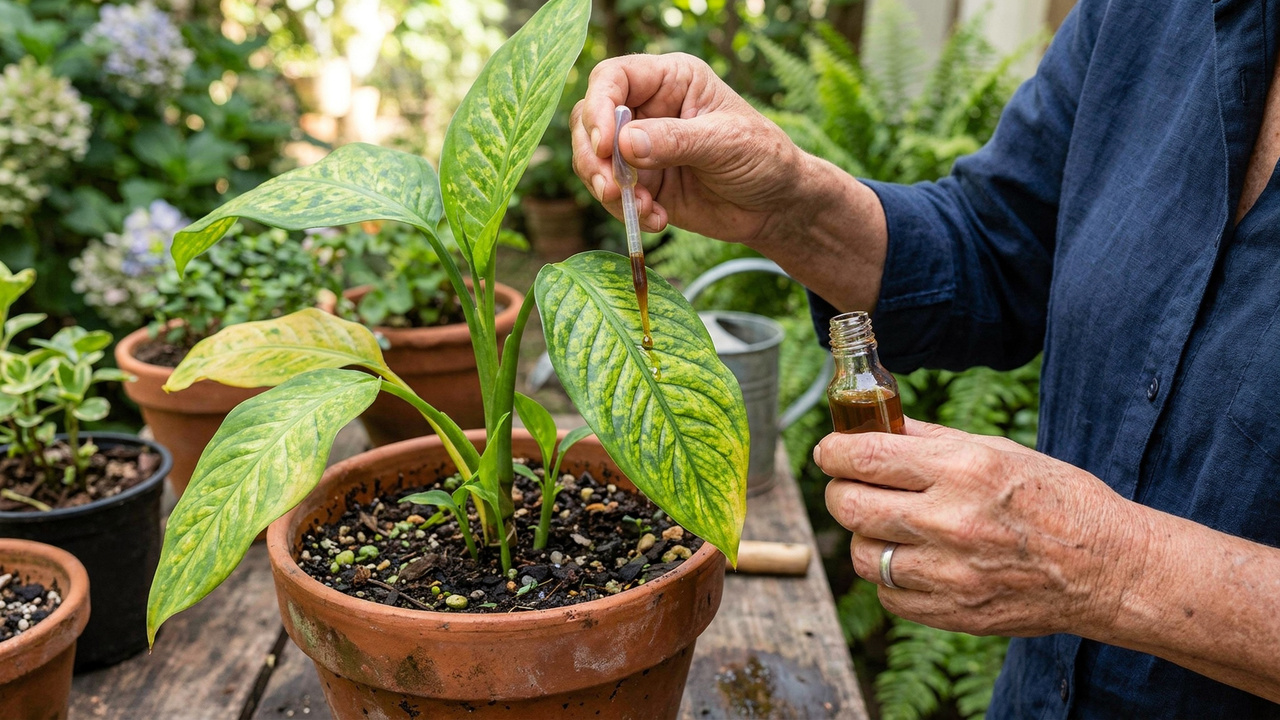 O líquido que você tem no armário e que acaba com manchas das folhas pode salvar suas plantas mais rápido do que você imagina