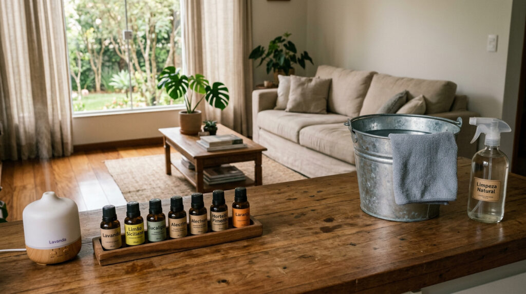 Adiciono 2 gotas à água de limpeza do chão: a casa fica com cheiro de hotel 5 estrelas por três dias e a poeira se acumula muito mais lentamente