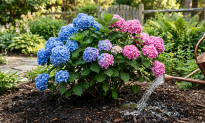O ingrediente da cozinha que pode transformar hortênsias rosas em azuis sem gastar muito no jardim