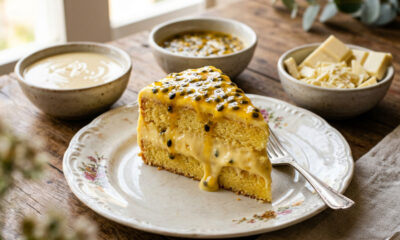 Misture leite condensado, maracujá e chocolate branco e faça um bolo gelado com sabor equilibrado