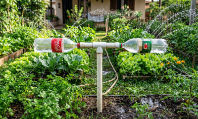 As garrafas PET que viraram irrigador giratório e facilitaram o cuidado da horta