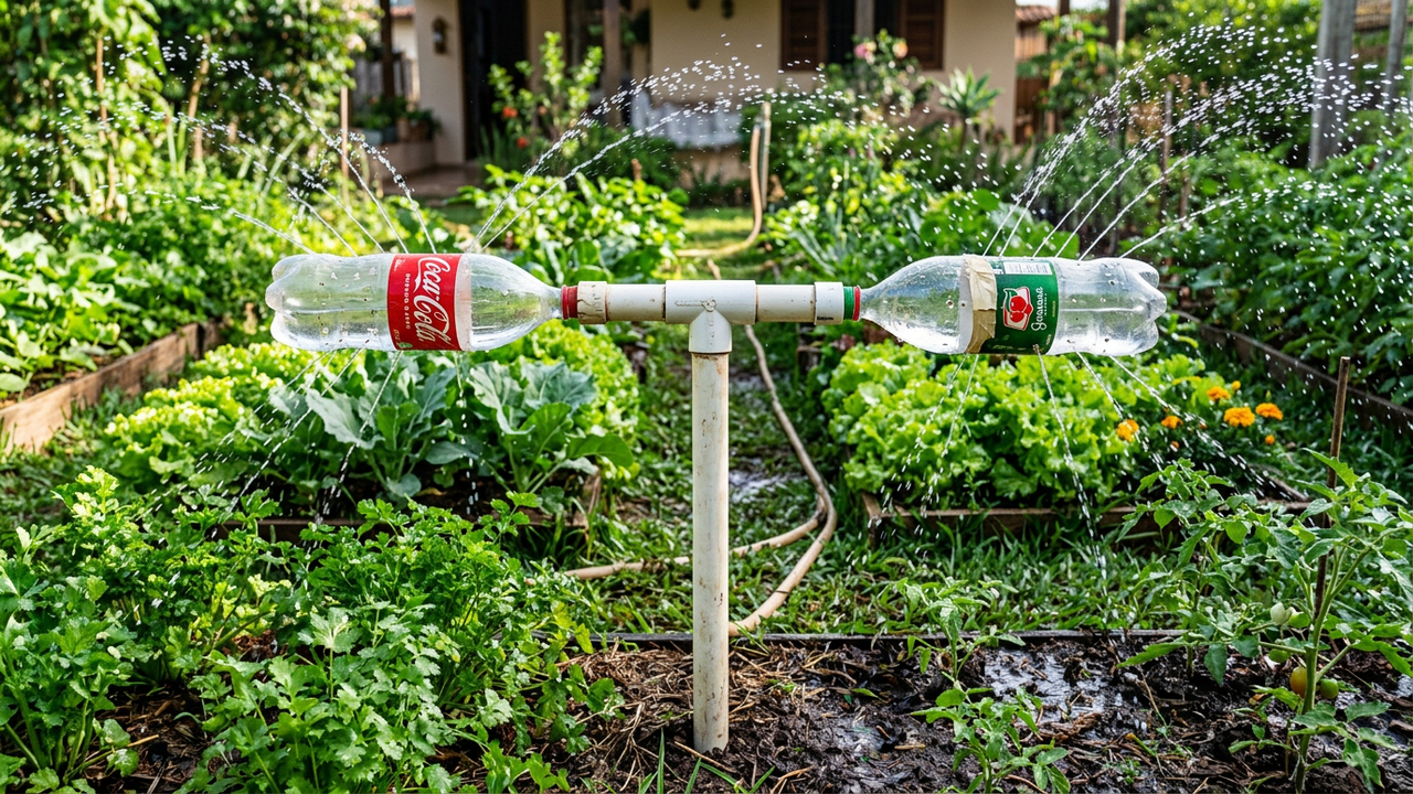 As garrafas PET que viraram irrigador giratório e facilitaram o cuidado da horta