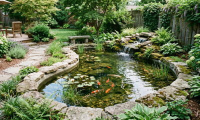 O lago de cimento com cascata que une beleza, resistência e charme no jardim