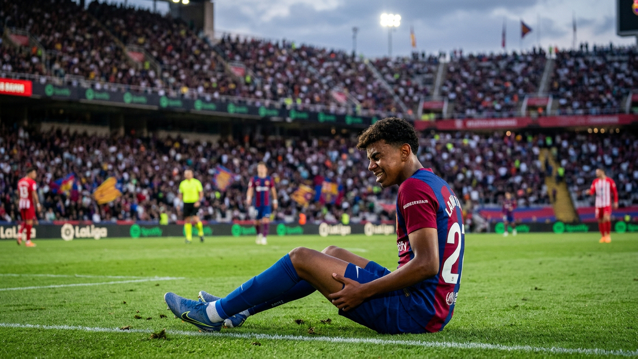 Lamine Yamal sofreu uma lesão muscular e pode ficar até cinco semanas fora dos gramados, podendo desfalcar a equipe na véspera da Copa