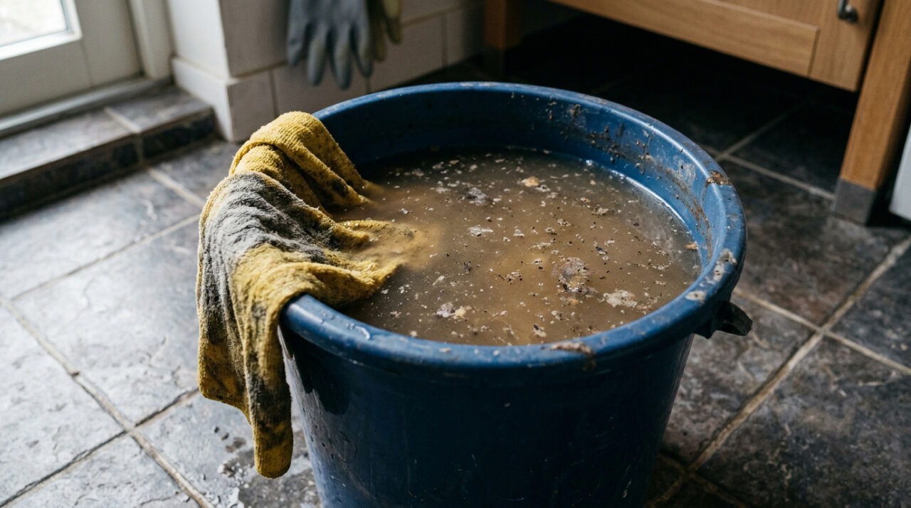 Não faça isso ao limpar: por que você não deve deixar o pano de limpeza em um balde com água