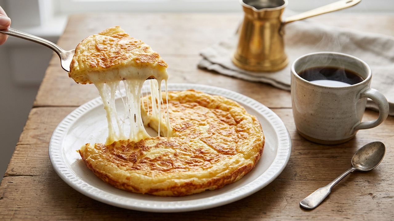 Esse pão de queijo de frigideira fica pronto rapidinho, perfeito para servir com café fresco