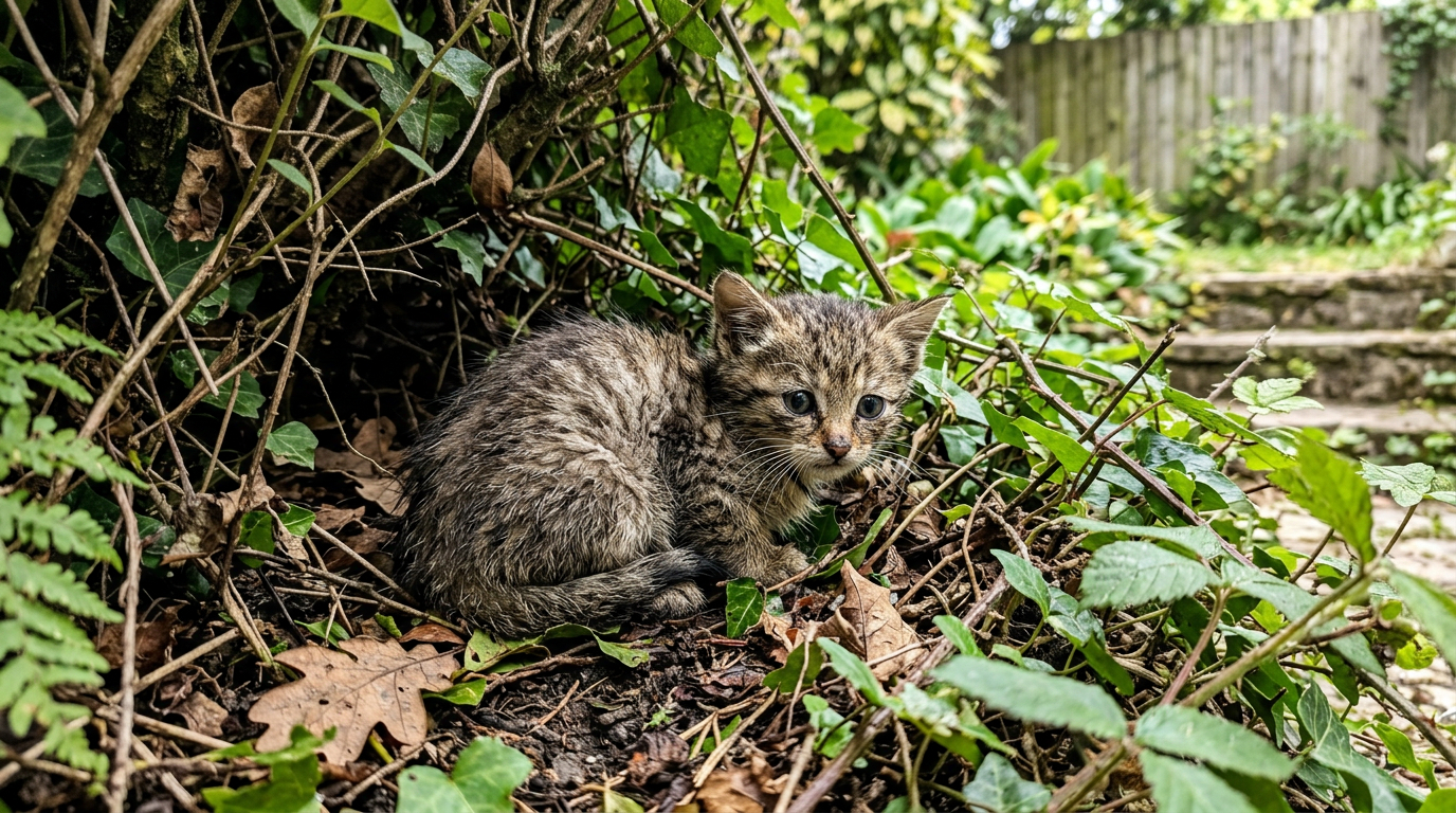 Pequena “gatinha” encontrada no jardim guarda um segredo surpreendente