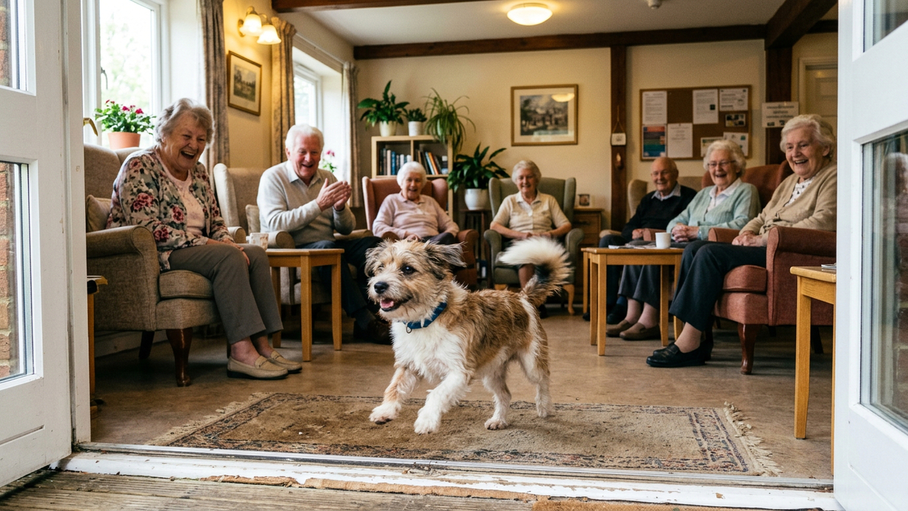 Cão minúsculo perde o controle depois de chegar na sua casa de repouso favorita