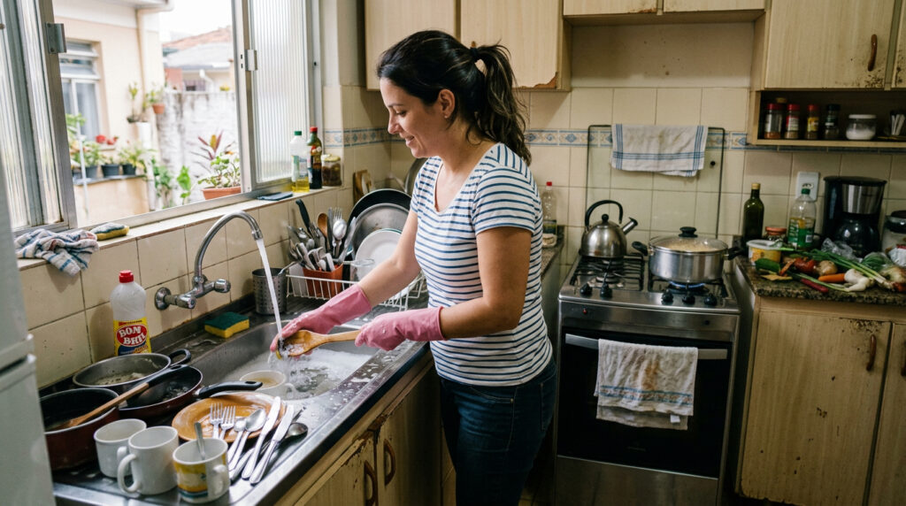 O que significa lavar a louça enquanto cozinha, segundo a psicologia