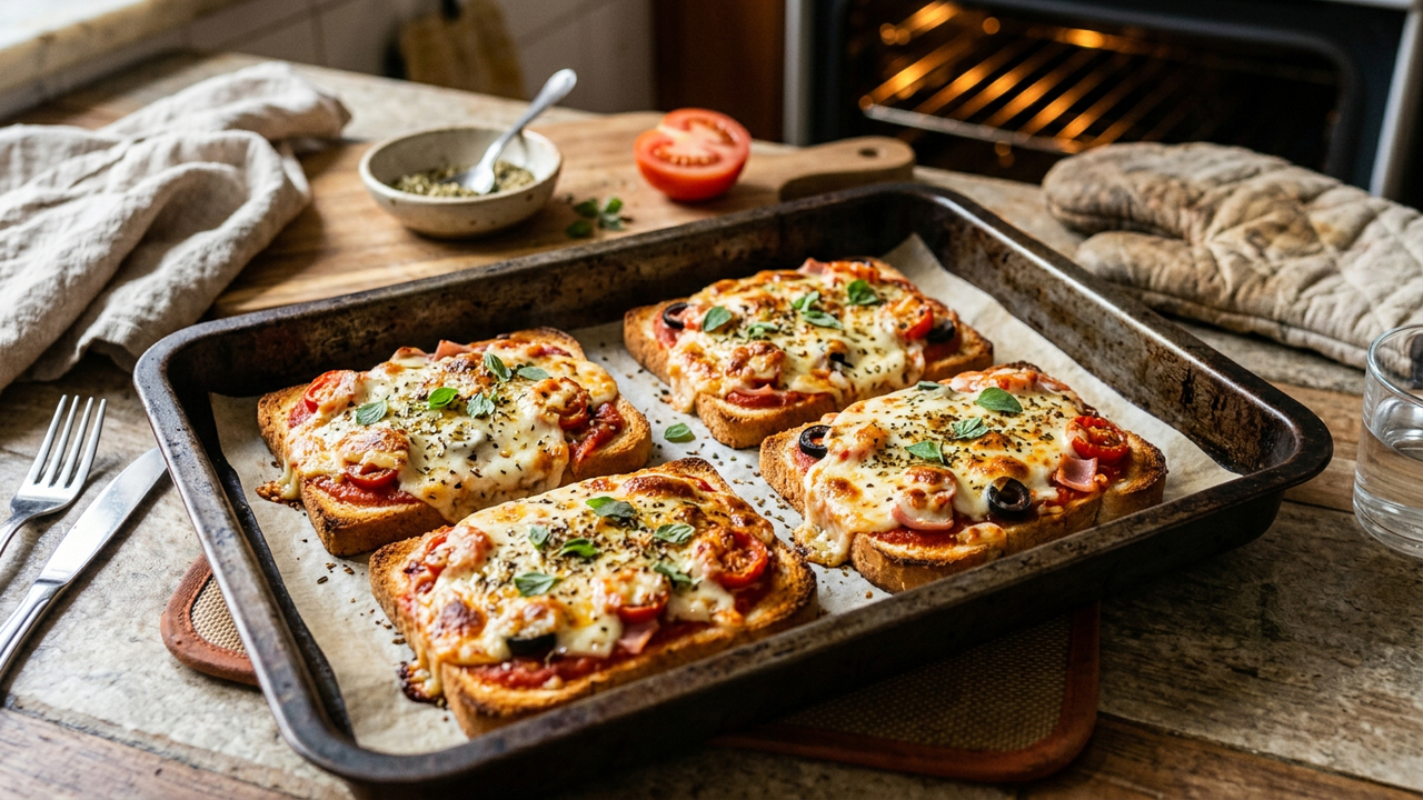 Essa pizza de pão de forma caseira fica pronta com poucos ingredientes, perfeita para variar o jantar