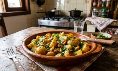 Receita caseira fácil: deliciosas batatas com alho na frigideira
