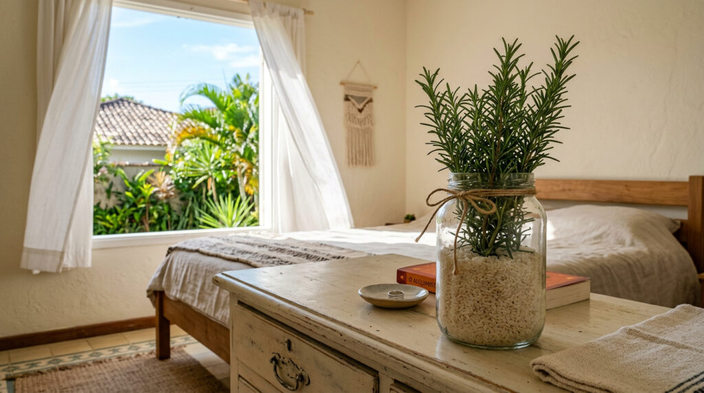 Por que é recomendado colocar um vaso de alecrim no quarto e para que ele serve
