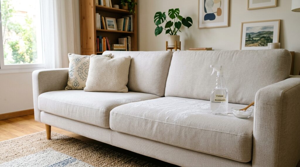 Espirrar vinagre com bicarbonato no sofá: para que serve e quando fazer em casa