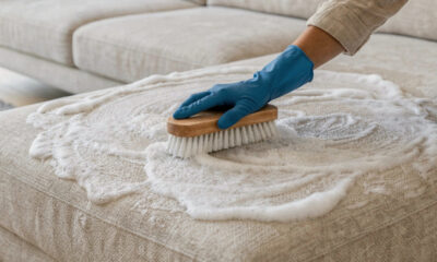 Como limpar sofá de tecido em casa usando apenas espuma de sabão