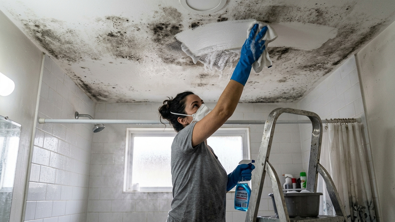3 misturas caseiras para acabar com o mofo no teto do banheiro e evitar que ele volte