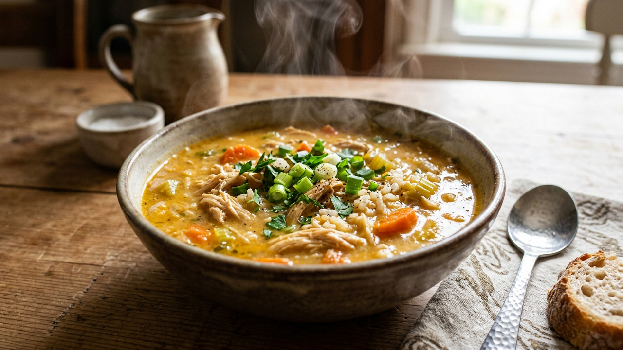 Cozinhe frango, legumes e arroz na ordem certa e tenha uma canja cremosa perfeita para o jantar