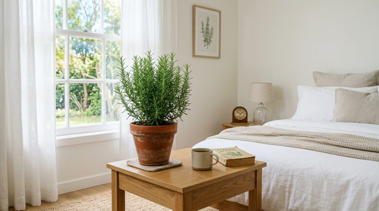 Por que é recomendado colocar um vaso de alecrim no quarto e para que ele serve