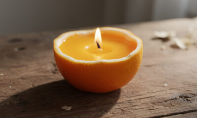 Não jogue fora as cascas de laranja e crie velas aromáticas naturais para o seu lar