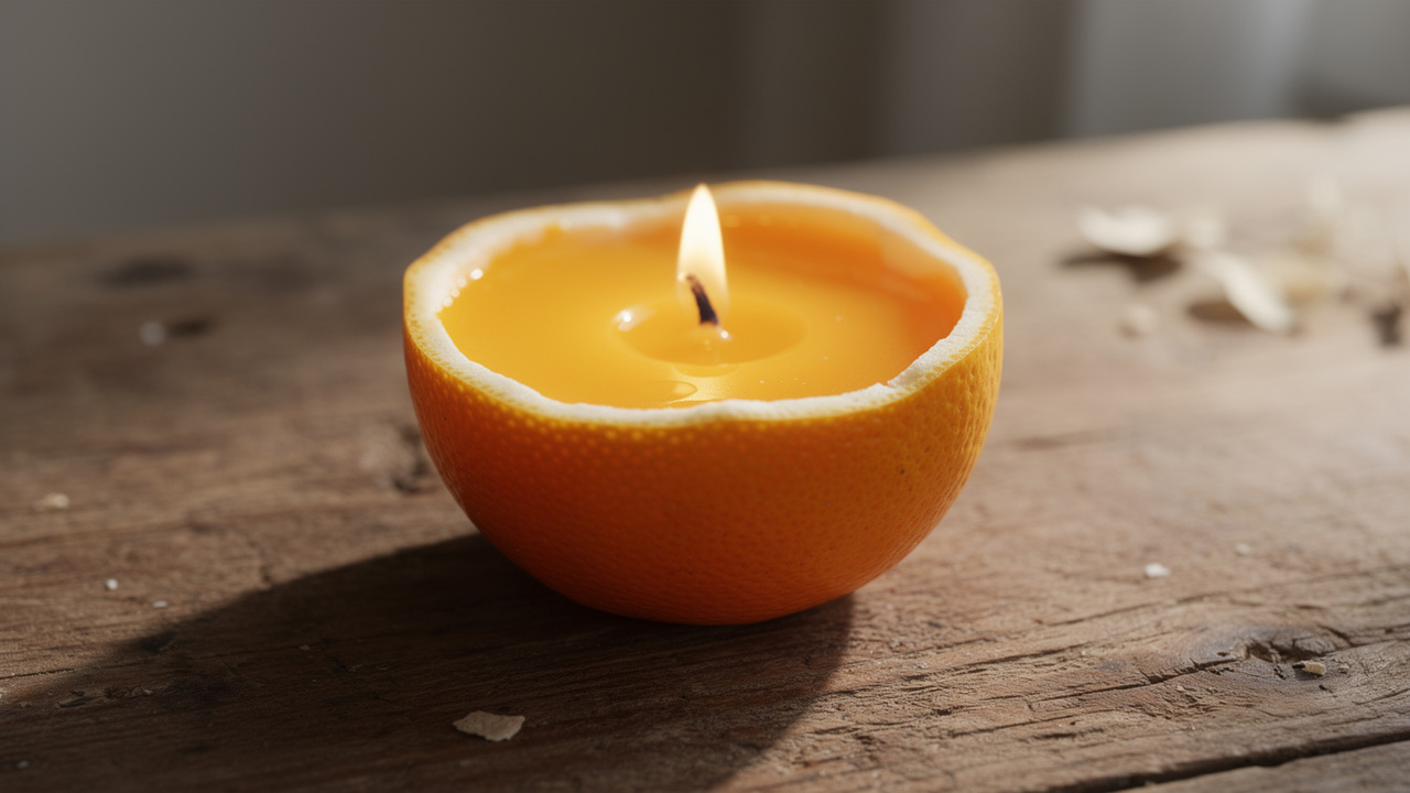 Não jogue fora as cascas de laranja e crie velas aromáticas naturais para o seu lar