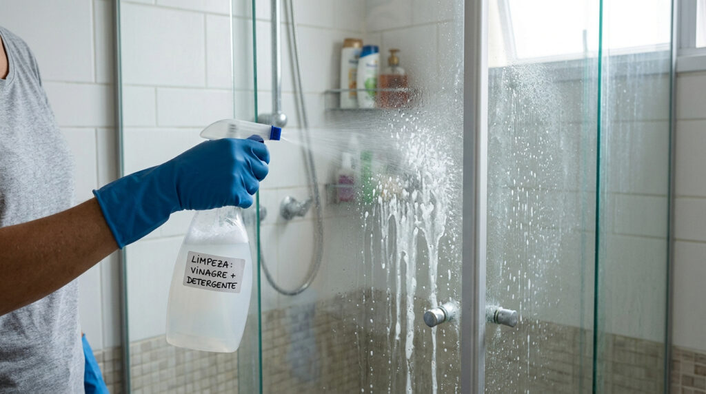 Nunca mais esfreguei o box do banheiro: apenas borrifei essa mistura com 2 ingredientes e o vidro fica brilhando como novo