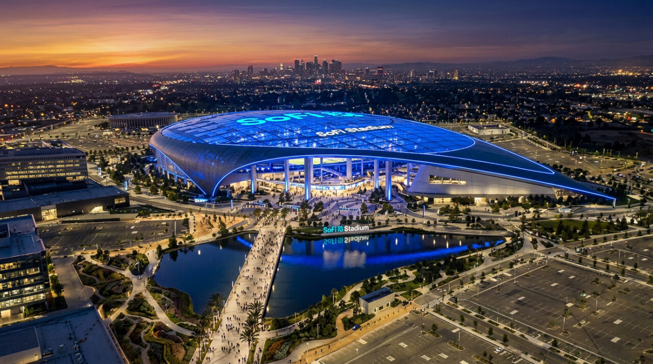 Esse estádio da Copa do Mundo 2026 é o mais caro da história: ele custa mais de R$ 25 bilhões, tem 70 mil lugares e uma "TV" de 6500m² e 998 toneladas que fica suspensa sobre o campo