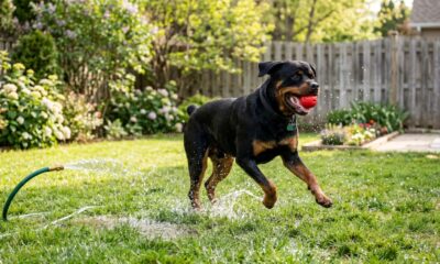 Rottweiler é salva de canal profundo em operação de resgate comovente