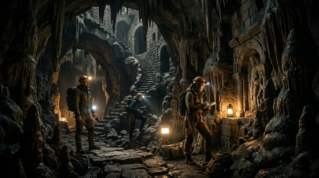 Arqueólogos estão explorando uma caverna escondida sob o castelo. "Um lugar único"