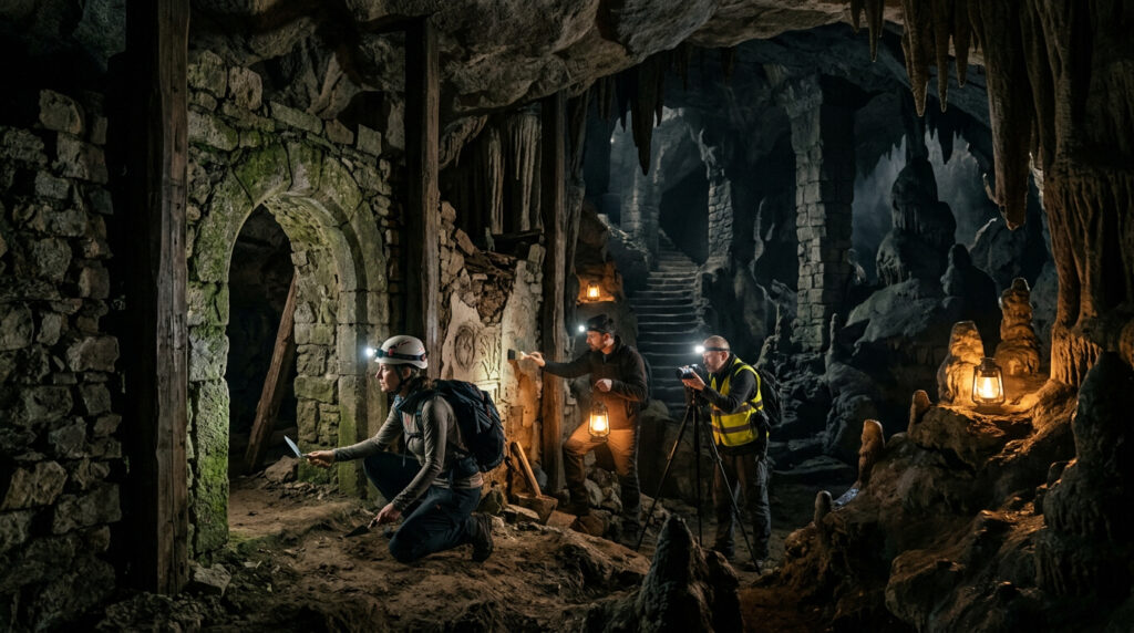 Arqueólogos estão explorando uma caverna escondida sob o castelo. "Um lugar único"