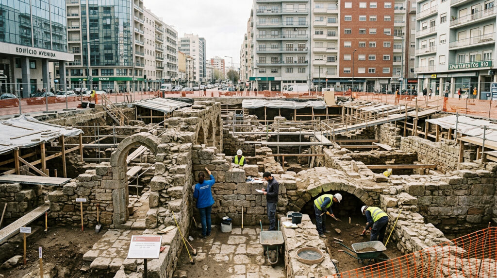 Arqueólogos estavam escavando no centro de uma cidade e encontraram um mosteiro cristão de 600 anos