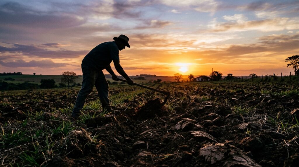 Um agricultor estava cavando em seu campo e acidentalmente descobriu um antigo forte romano