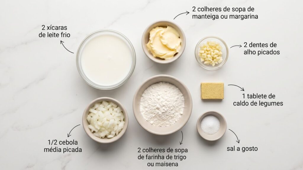 Misture leite, cebola, alho e farinha e faça um molho branco caseiro que muda qualquer prato