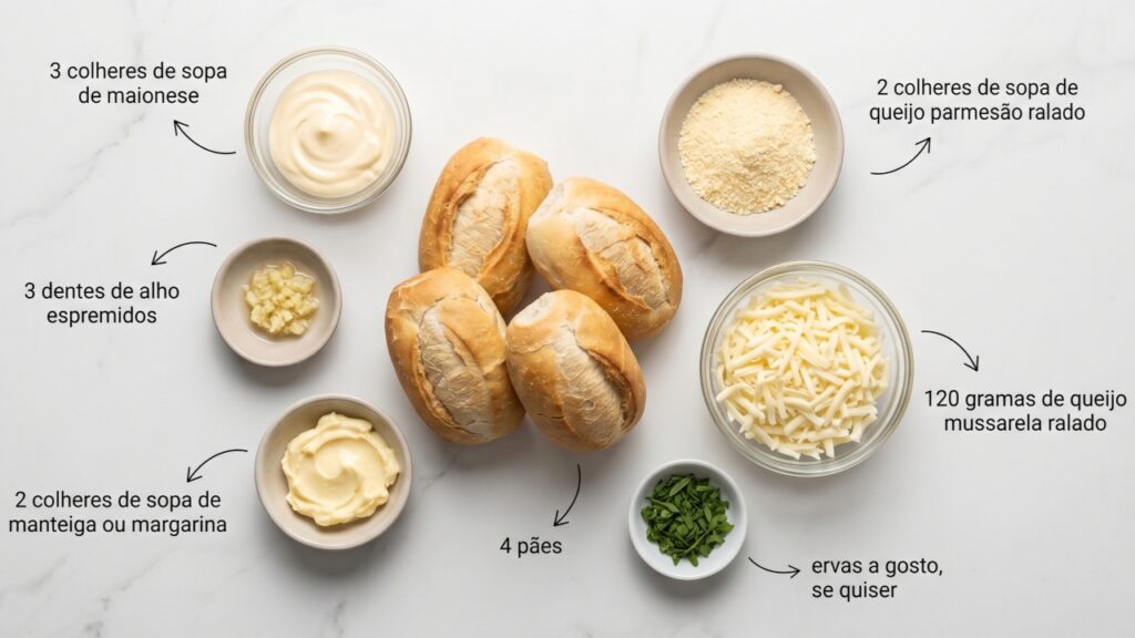Misture maionese, alho, manteiga e queijo e faça um pão de alho caseiro cremoso e delicioso