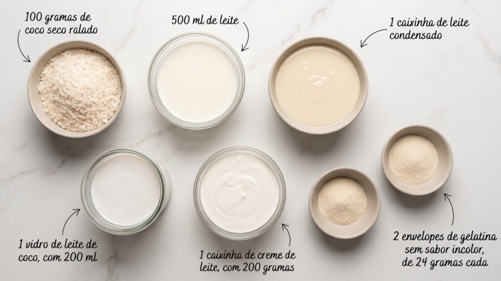 Esse pudim gelado de coco leva poucos ingredientes e fica perfeito para uma sobremesa sem forno