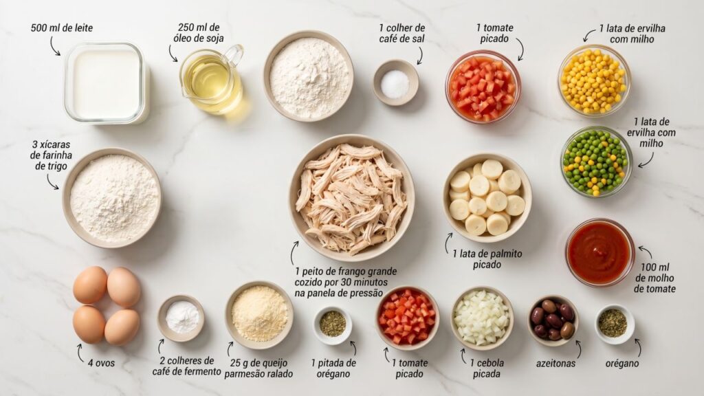 Essa torta de frango de liquidificador da minha mãe fica fofinha e bem recheada, ótima para um jantar em família