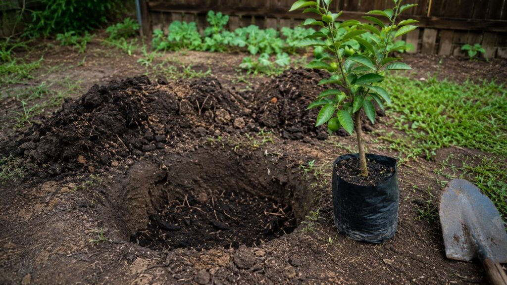 Preparar bem a cova melhora a drenagem e oferece nutrientes para o início do crescimento