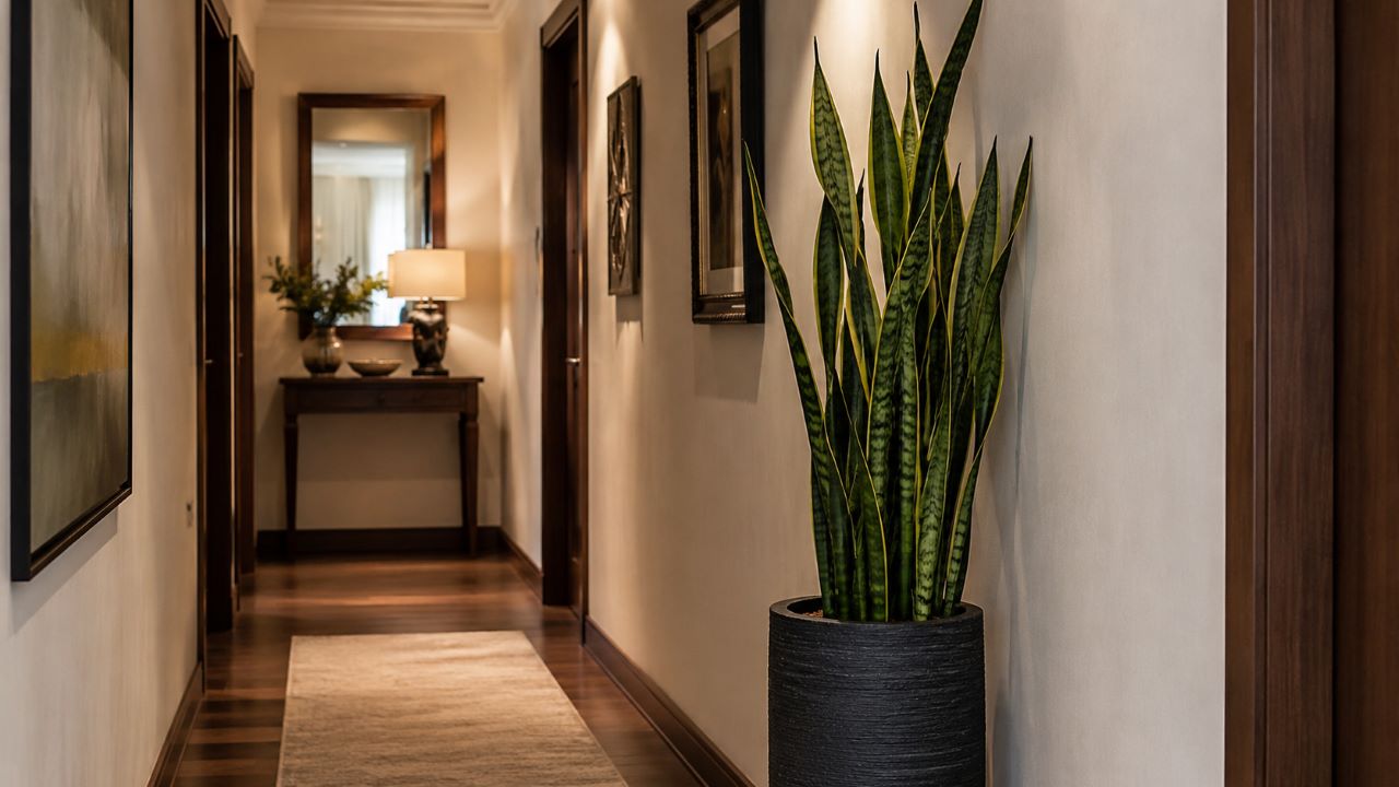 A planta certa deixa o corredor mais elegante sem atrapalhar a circulação