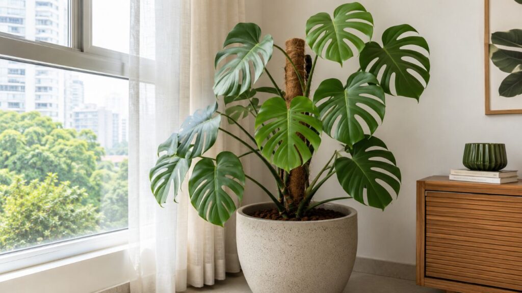 O lugar certo ajuda a planta a crescer com folhas maiores e mais bonitas