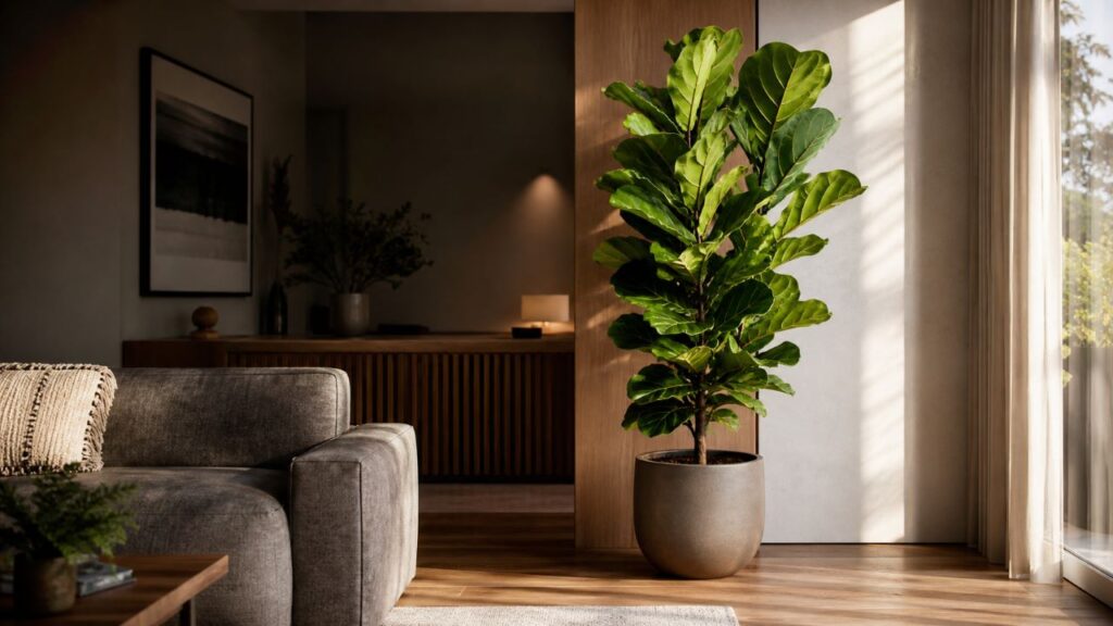 O Ficus Lyrata na sala revela o toque de elegância que muda a decoração do ambiente