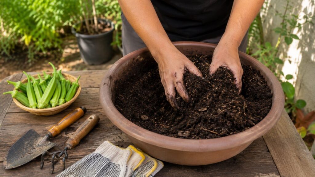 Preparar a terra antes do plantio evita raízes sufocadas e crescimento fraco do quiabeiro