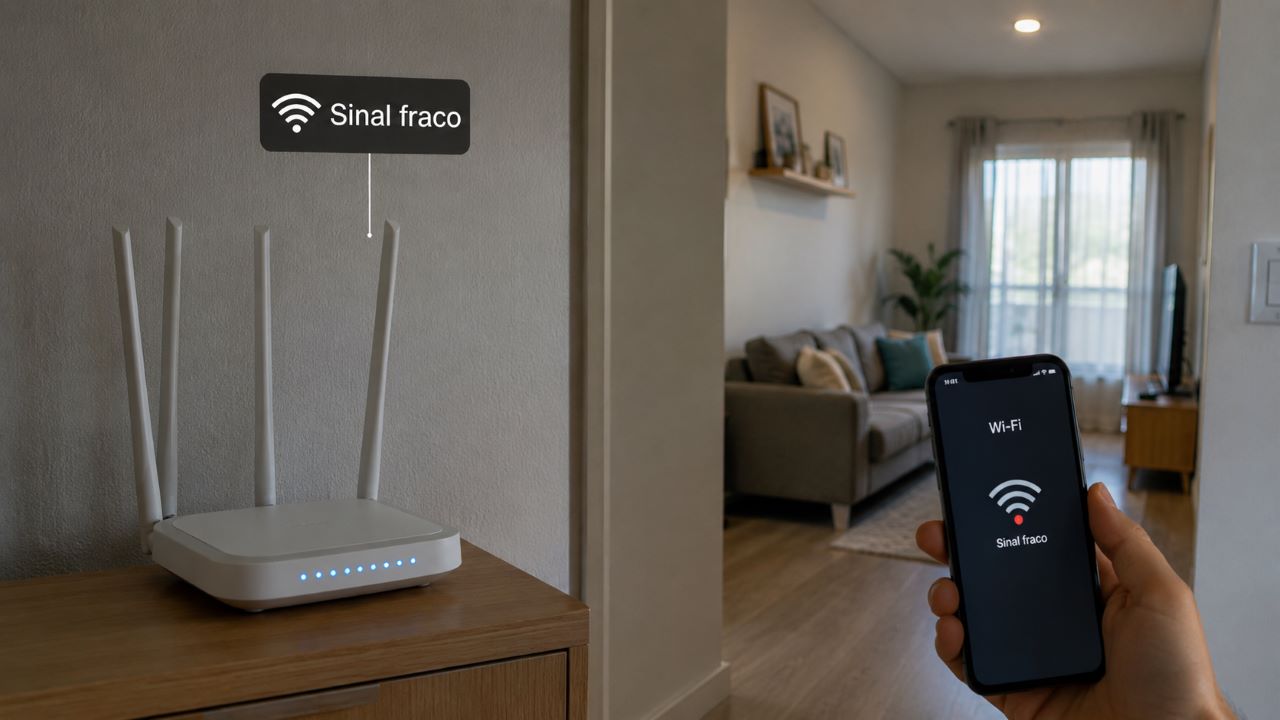Wi-Fi fraco pode ser causado por distância, paredes e posição do roteador