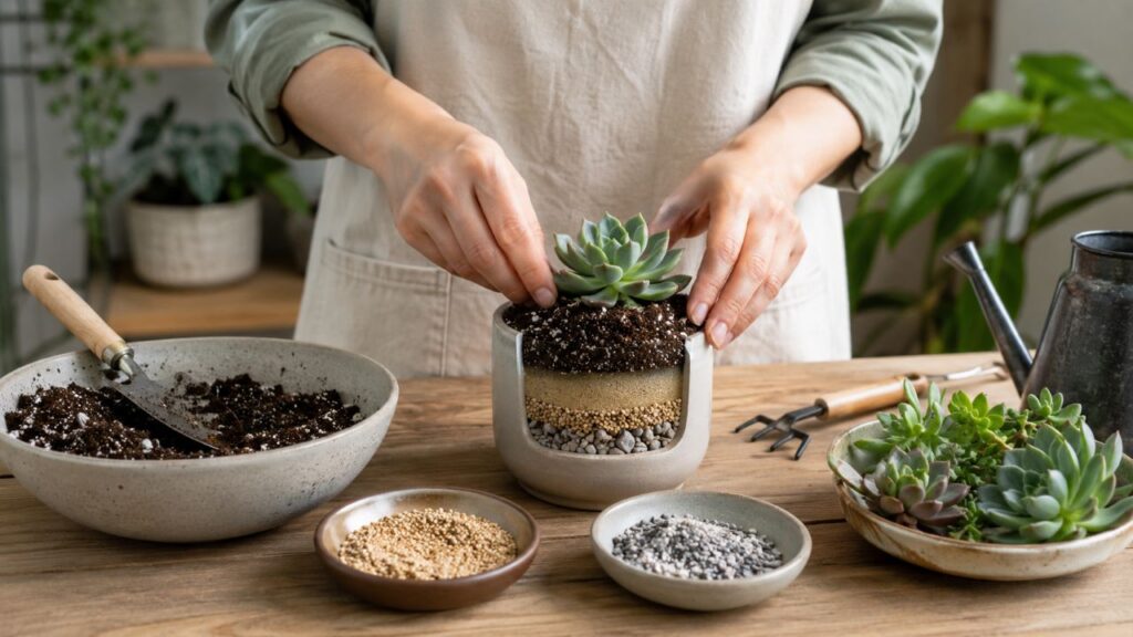 A melhor forma de plantar suculentas sem raiz apodrecer e manter o vaso saudável