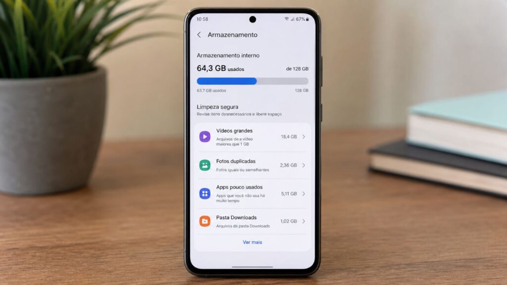 Apagar arquivos grandes e revisar apps libera espaço sem perder o que importa