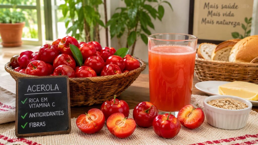 Acerola reúne vitamina C, antioxidantes naturais e fibras na alimentação diária