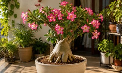 O vaso certo valoriza o caudex da rosa do deserto sem comprometer a drenagem da planta