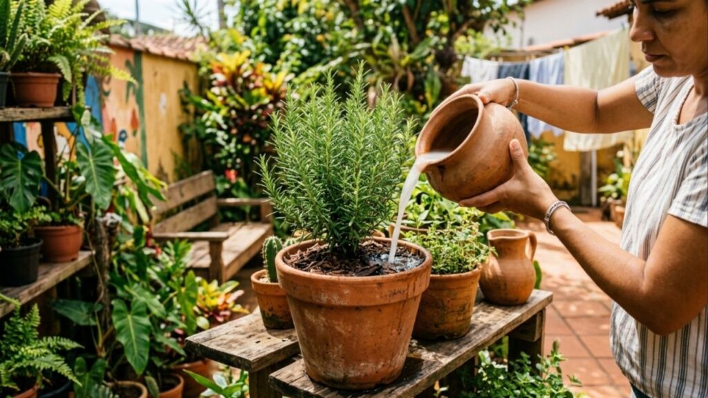 Alecrim murchando? O truque com água de arroz que recupera a planta em poucos dias
