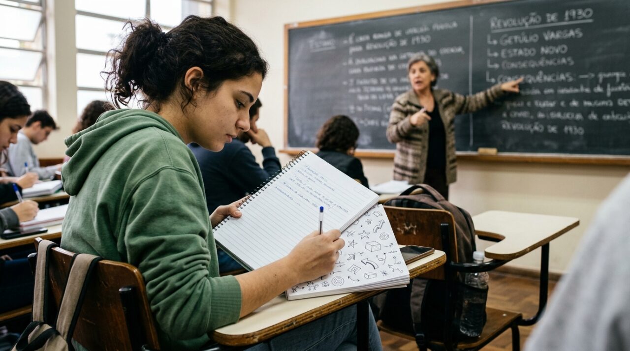 A psicologia afirma que os alunos que rabiscavam em seus cadernos durante as aulas desenvolviam uma vantagem significativa