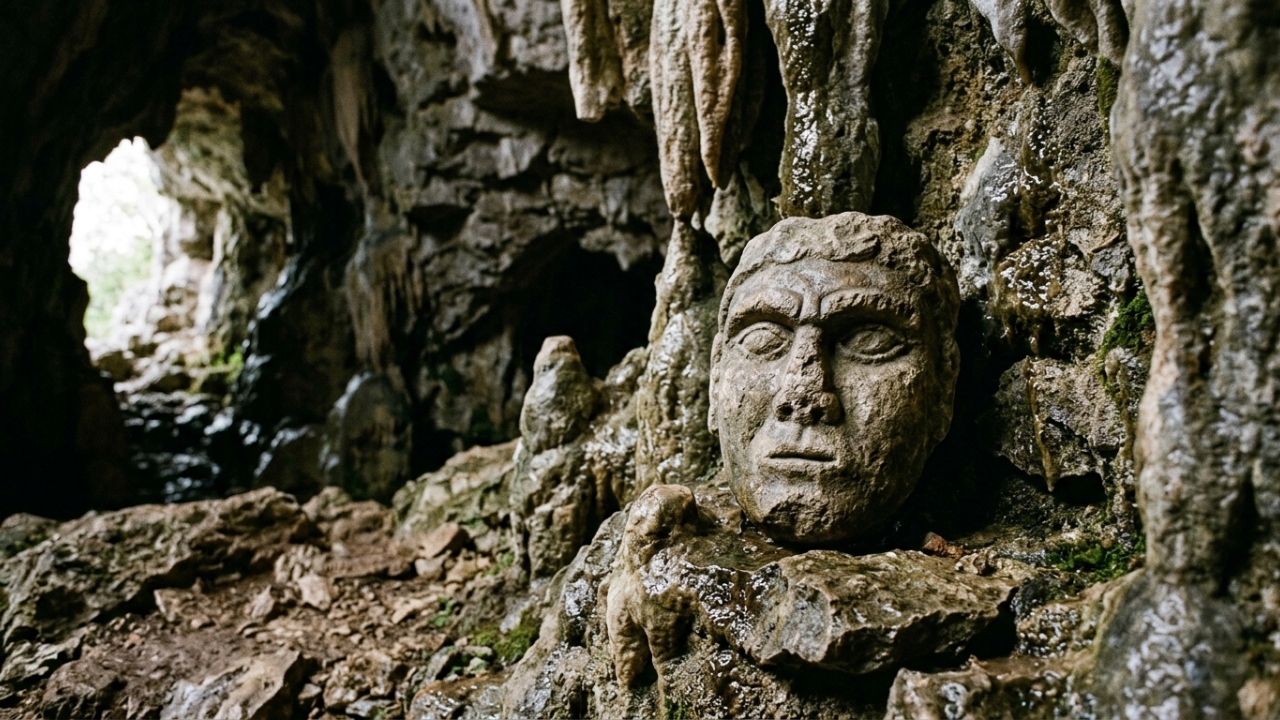 Máscara de 2.300 anos encontrada em caverna da Croácia surpreende arqueólogos
