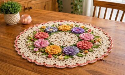 Aprenda a fazer um lindo centro de mesa de crochê com flores em casa