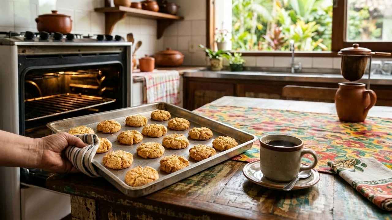 Biscoito de polvilho crocante, leve e perfeito para deixar o café da manhã muito mais gostoso